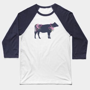 Country Cow with Floral Bouquet Baseball T-Shirt